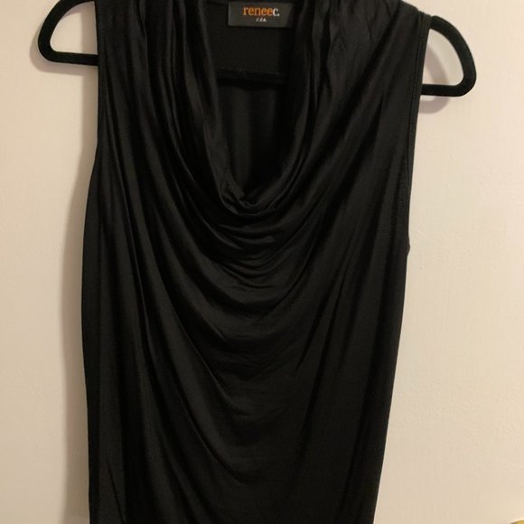 NWOT Renee C Sleeveless Cowl Neck Top in Black, Size Medium - Picture 3 of 6